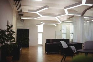 Modern office using energy efficient LED lighting